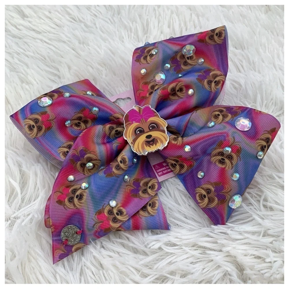 NWT JoJo Siwa Winking Eye Emoji BowBow Puppy Dog Big Cheer Dance Bow Rhinestone
